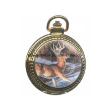 Montre de poche personnalisée en laiton doré avec cadre photo